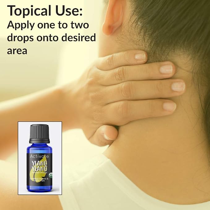 Activate Ylang Ylang Organic Essential Oil 100% Pure, USDA Certified Organic, Premium Grade, Undiluted, Natural, Aromatherapy & Diffuser Use 10ml