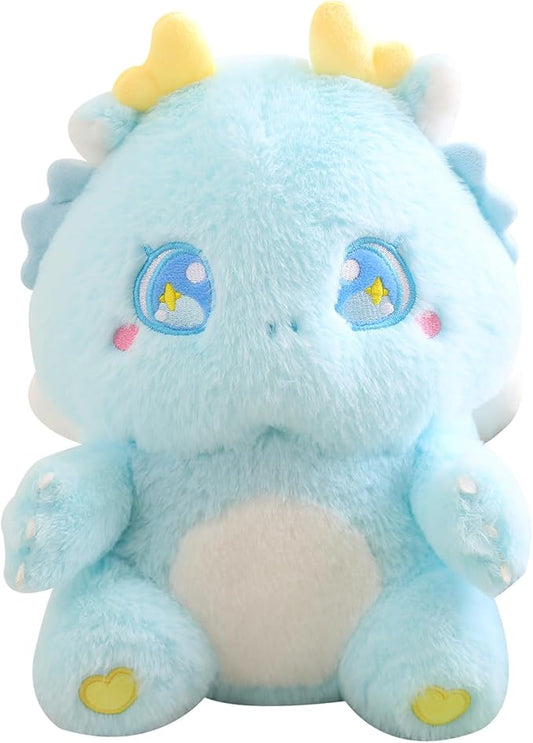 MUPI Cute Dragon Plush Toy Kawaii Stuffed Animals Soft Dinosaur Plush Pillows for Girls Boys Kids Adults, Blue (11 Inch)
