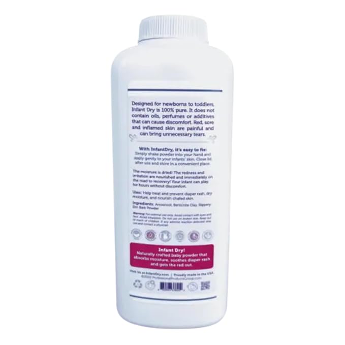 Infant Dry All Natural Baby Powder 10 Oz - Gentle Formula Talc Free, All Natural and Unscented Dusting Powder for Sensitive Baby Skin
