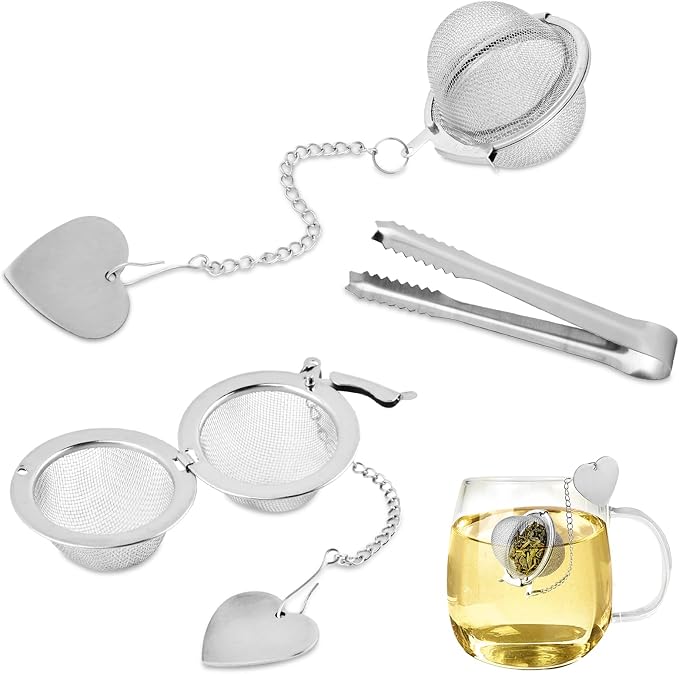 2 Pack Tea Infuser for Loose Leaf-Tea, Stainless-Steel Loose-Leaf Tea Steeper with Tea-Scoop Clip, Tea-Strainer Ball, Extra Fine Mesh, Rustproof, Easy to Clean