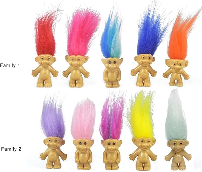 100PCS Mini Troll Dolls, PVC Vintage Troll Doll Mini Action Figures 1.2" Cake Toppers Chromatic Adorable Cute Little Guys Collection, School Project, Arts Crafts, Party Favors