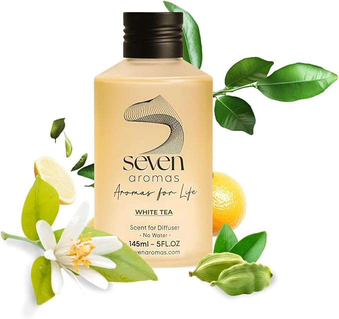 SevenAromas White Tea | 145ml 5oz Hotel Scent Diffuser Oil | Citrus Woody | Orange Blossom, Tea & Amber | Luxury Home Aromatherapy