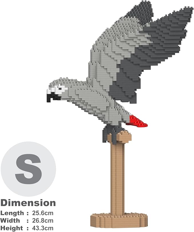 JEKCA African Grey 02S | Parrot Plastic Building Blocks | Age 14+