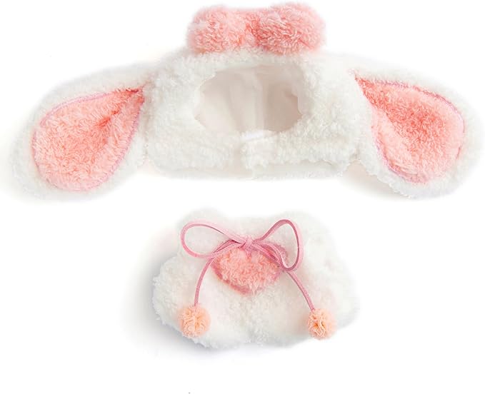 Plush Doll Clothes for Labubu - Cute Animal 17cm Doll Clothing, Premium Doll Accessories Clothes for Collectors or Display - Kawaii Big Eared Bunny Costume (No Dolls)
