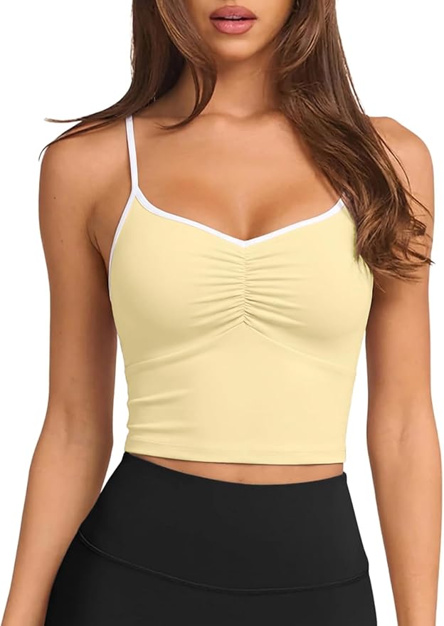 Longline Padded Sports Bra Workout Top for Women, Adjustable Straps Backless Crop Top Push Up Yoga Running Tank Top