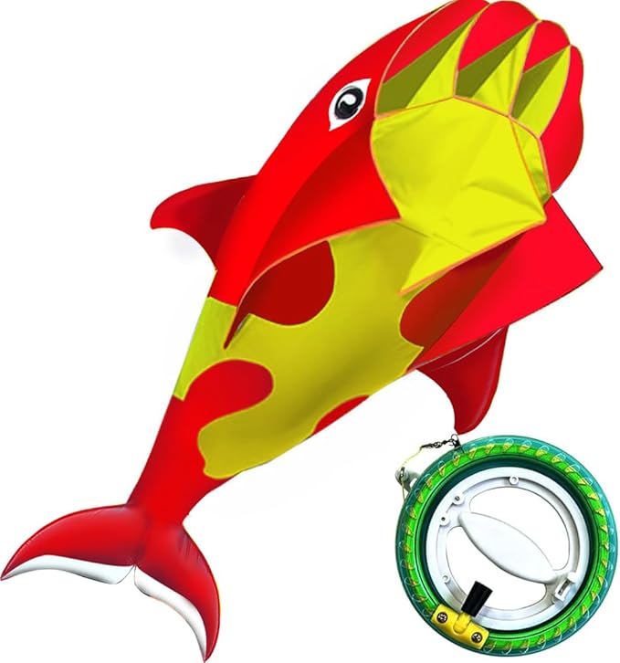 HENGDA KITE 3D Kite for Kids and Adults,Easy to Fly,Excellent Fabric and Structure Design，Huge Frameless Soft Parafoil Giant Whales Dolphins Kite