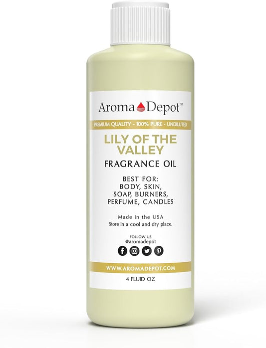 Aroma Depot 4 oz / 4 Ounce Lily of the Valley Perfume/Body Oil Our Interpretation, Premium Quality Uncut Fragrance Oil Soap, Candle Making & Incense