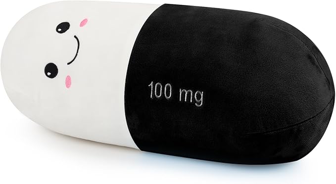 Cervical Neck Roll Pill Pillow, Cylinder Bolster Chill Pillows with Washable Cover, Round Neck Pillows Support for Bed Sleeping, Designed for Head, Neck, Lumbar, Legs Back and Yoga (Black, M)