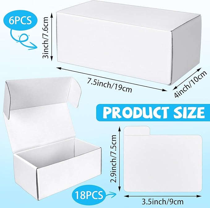VOKOY Trading Card Storage Box with Dividers, 6 Pack • 400 Count Bulk Card Collection Case, Corrugated Cardboard Storage Box for Sports, TCG/Magic/Mtg Cards (Horizontal Length 7.5 Inch)