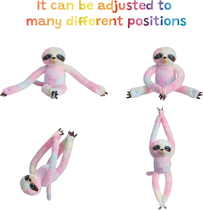 Hanging Rainbow Sloth Stuffed Animal Stuffed Long Arm Sloth Plush Toy for Kids Grandchildren Friends Decors 20 inch
