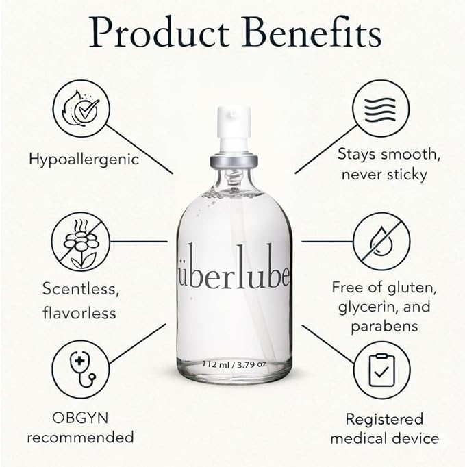 Uberlube Premium Silicone Lube (3.79 Fl Oz.) Unscented, Long Lasting Sex Lube, Waterproof, Ultra Smooth Performance, Personal Lubricant for Privacy & Toys, Vaginal & Anal Use, OBGYN Recommended
