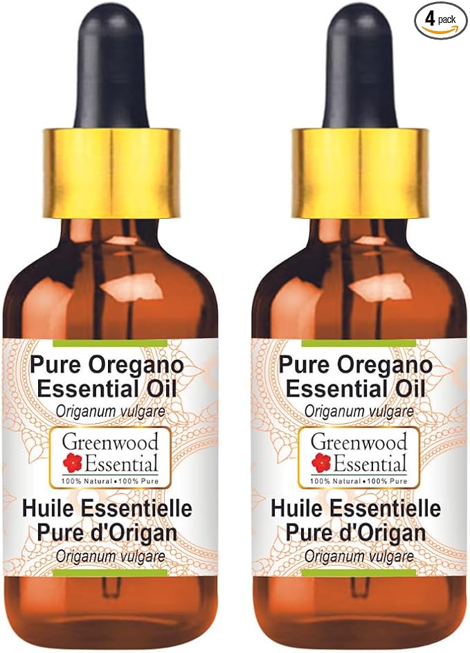 Greenwood Essential Pure Oregano Essential Oil (Origanum vulgare) with Glass Dropper Steam Distilled (Pack of Two) 100ml X 2 (6.76 oz)