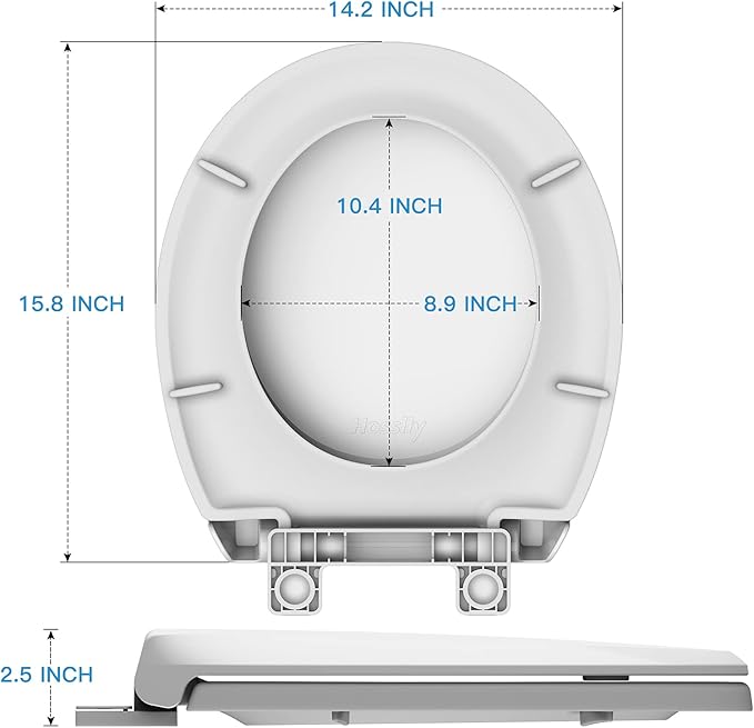 Round Toilet Seat Cover with Soft Close - Easy to Install, White Bathroom Toilet Seat Made of Tough PP Material