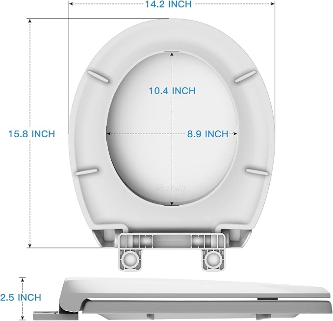 GAOMON Durable Round Toilet Seat with Slow Soft Close - Easy to Install and Clean, Never Loosens - White, Fits Most Round Toilets