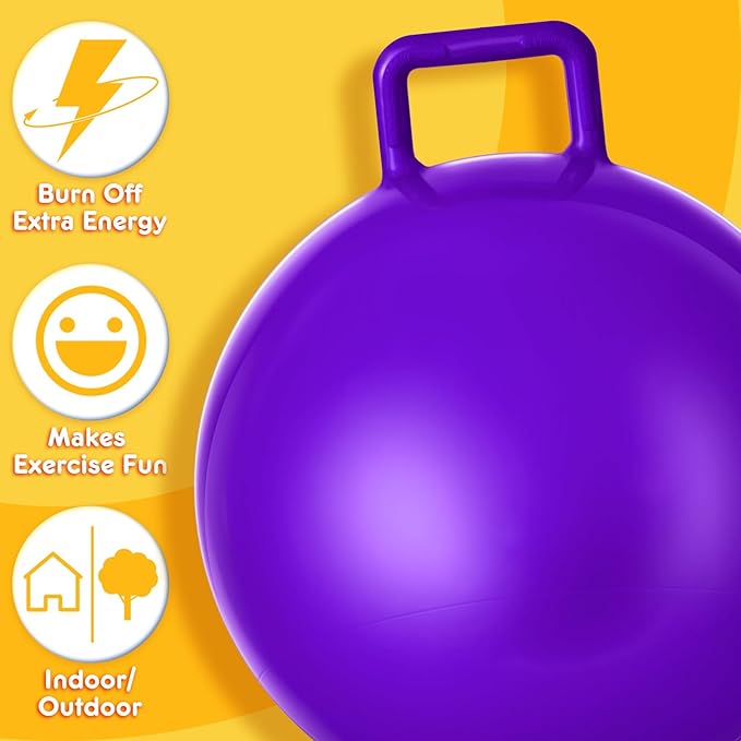 Lewtemi 2 Pcs 20 Inch Big Bouncing Ball with Handle Jumping Hopper Bouncy Ball for Adults Exercise and Air Pump for Outdoor Sports Game(Blue, Purple)