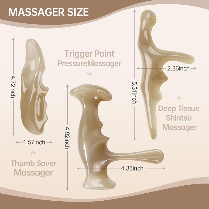 Manual Trigger Point Massage Tool With Thumb Saver For Deep Tissue Massage | One-Piece Molded Resin, No Parting Lines & Smooth Skin-Friendly. Ergonomic Build Saves Massage Effort For Deep Tissue Massage