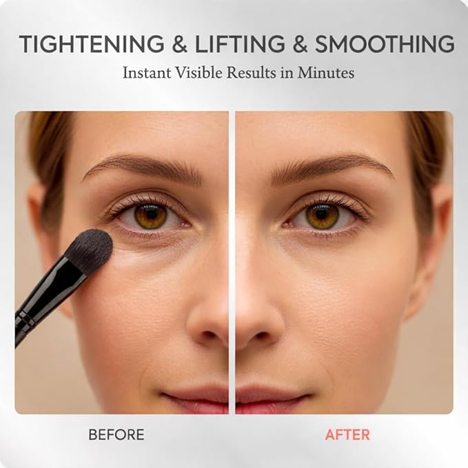 Instant Firm Temporary Eye Tightener: Perfection Tightening & Lifting Cream With Brush For Eye Bags, Wrinkles, Puffiness, Fine Lines – Lightweight, Easy Wear Formula, Gentle For All Skin Types. 1 Oz