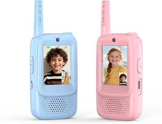 Kids Video Walkie Talkies, 2-Way HD Camera, Voice Changer, Parent-Child Mode, Rechargeable Long Range Walkie Talkie for Kids Ages 3-12, Gifts for Boys Girls for Indoor Outdoor, Camping, Birthday