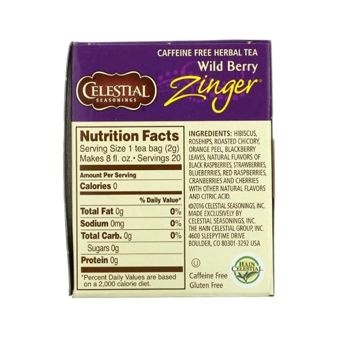 Celestial Seasonings Wild Berry Zinger Tea Bags, 20 ct, 2 pk