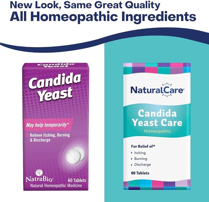 NaturalCare Candida Yeast Care, Homeopathic Tablets, 60 Count