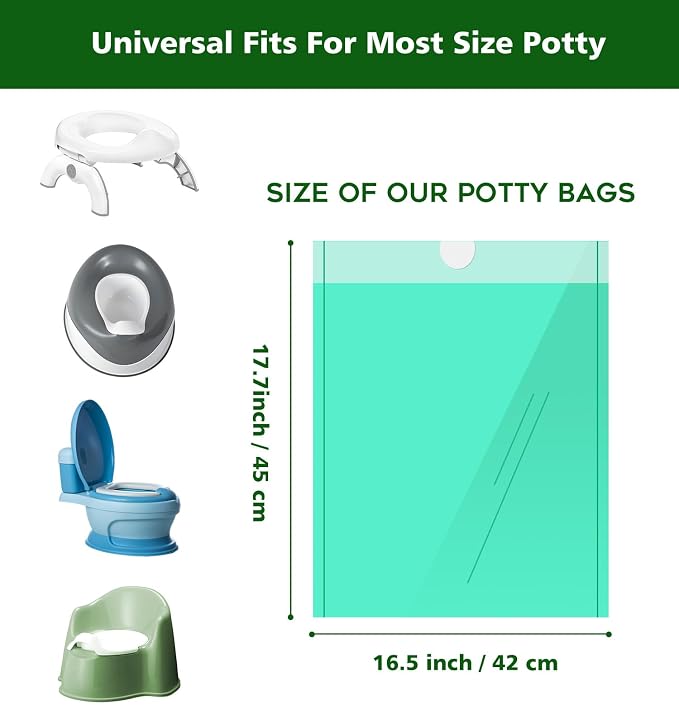 Compostable Travel Potty Bags for Portable Toilet 100Packs, AYOTEE Drawstring Travel Potty Liners for Portable Potty,Potty Chair Liners Disposable for Toddlers, Pet and Outdoors