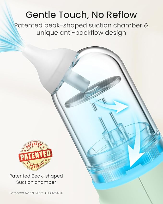 GROWNSY Nasal Aspirator for Baby, Upgraded 5 Suction Levels Baby Nose Sucker, IPX7 Waterproof Electric Nose Suction for Baby, Booger Sucker for Toddlers with Music & Light Functions (Green)