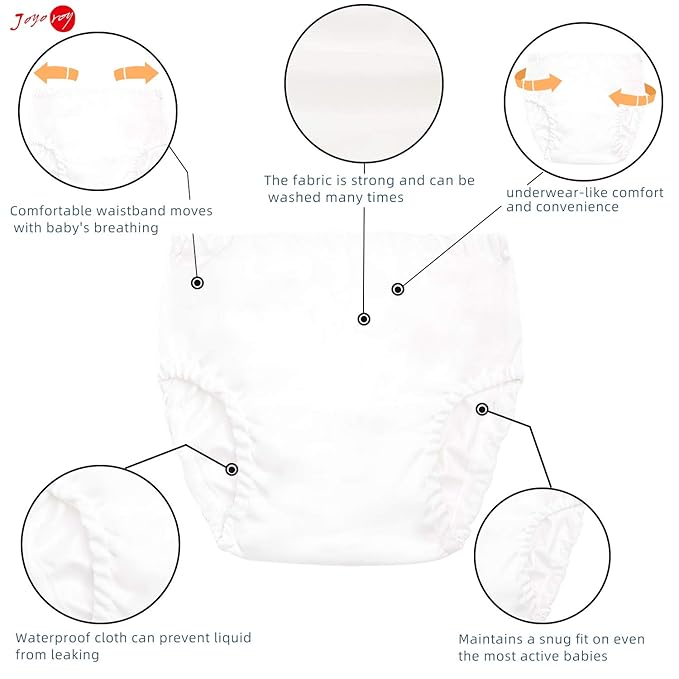 Joyo roy White Diaper Covers for Girls Plastic Underwear for Potty Training Swim Diaper Covers for Toddlers 4Pcs Rubber Training Pants for Toddlers Waterproof Plastic Pants for Toddler Boys 1T