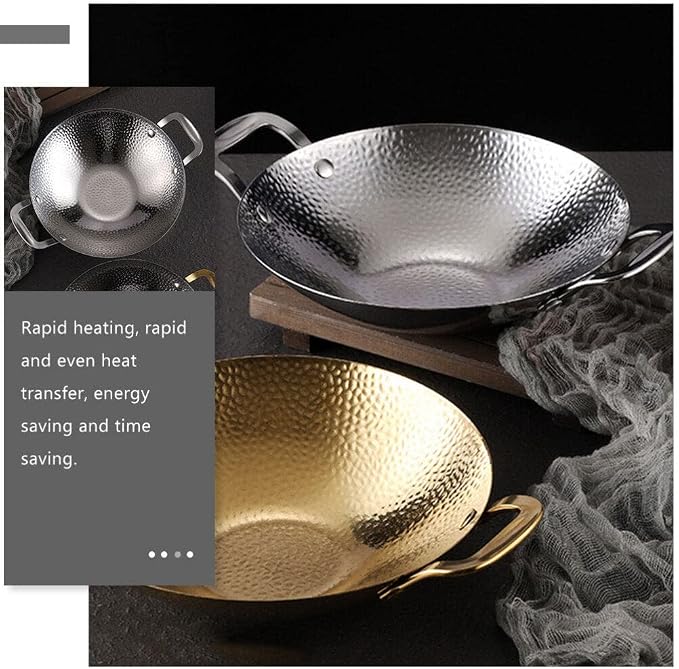 UPKOCH Stainless Steel Stock Pot Double Handles Korean Style Cooking Pot for Home Use Heat-resistant and Easy to Clean Kitchen Essential