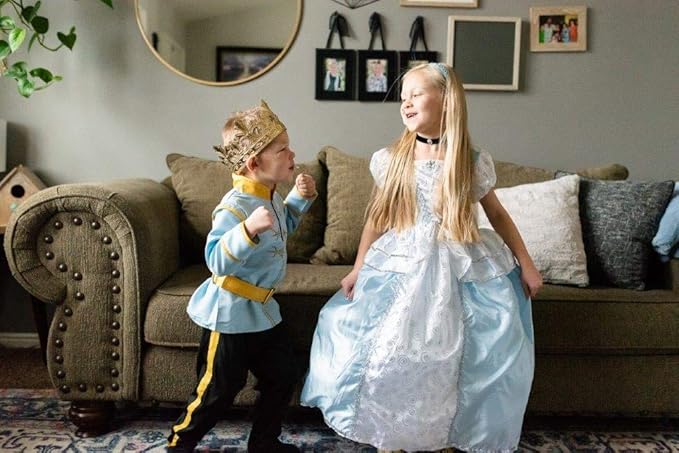 Cinderella Princess Dress Costume with Headband, Necklace, and White Glove Accessories Medium Age 3-5
