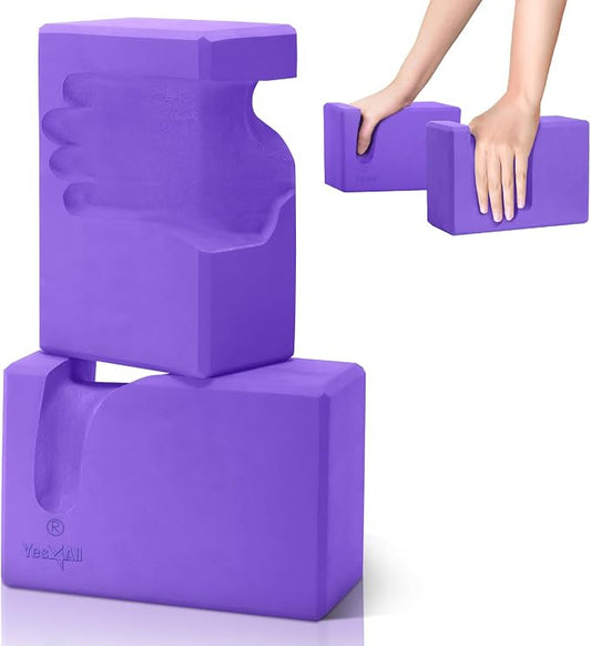 Yes4All Yoga Blocks 2 Pack Wrist Support, Comfort, and Grip Strength, Support for Balance Fitness and Exercise, EVA Foam Blocks Pilates Yoga Brick Yoga Accessories