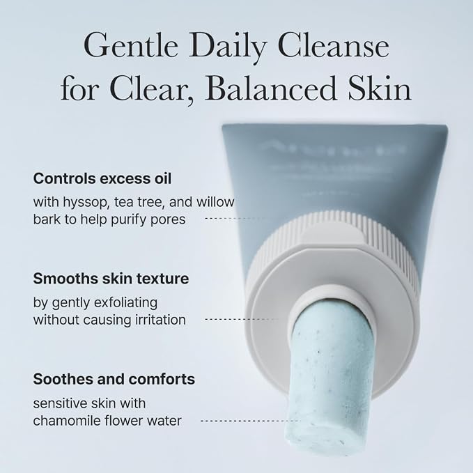 ARENCIA Hyssop Sebum Control Rice Cake Cleanser, AHA Tea Tree Face Wash for Oily Combination Skin 150ml / 5.07 fl oz