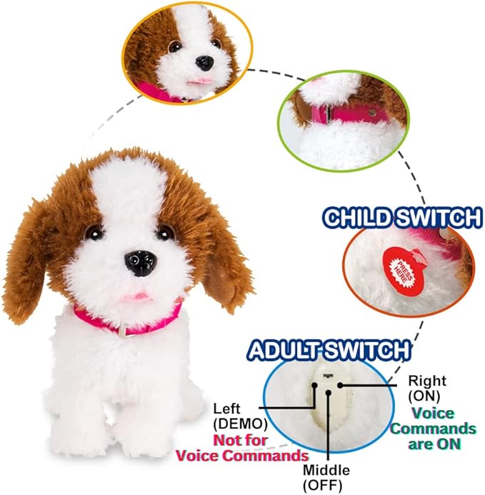 WEofferwhatYOUwant Interactive Voice Command Dog – Plush Goldendoodle Teddy Toy – Responds to 12 Commands – Walks, Barks, Dances, Sings – Smart Talking Robotic Pet for Kids, Toddlers, Seniors
