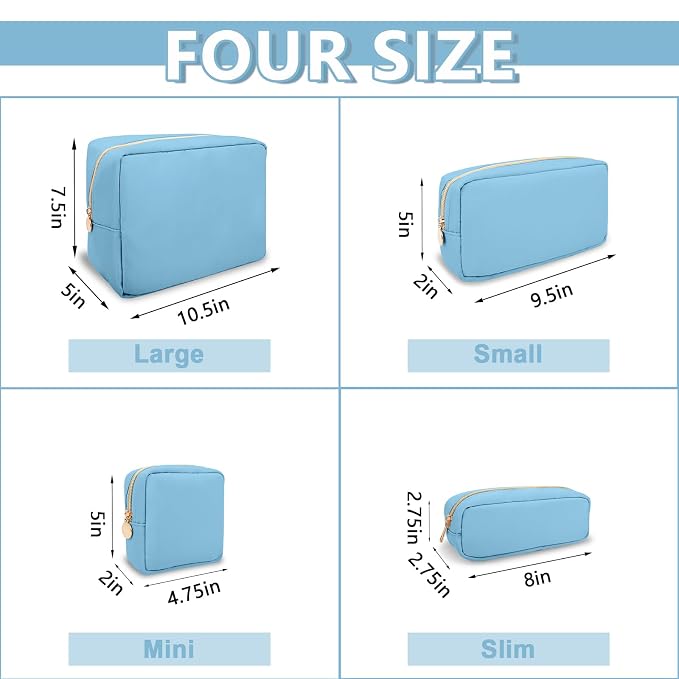 UIXIZQ Mini Makeup Pouch for Purse, Small Cosmetic Bag Pouch Nylon Travel Toiletry Organizers Bag for Women Girls, Cute Zipper Coin Purse Preppy Storage Purse for School Work(Mini-Periwinkle)