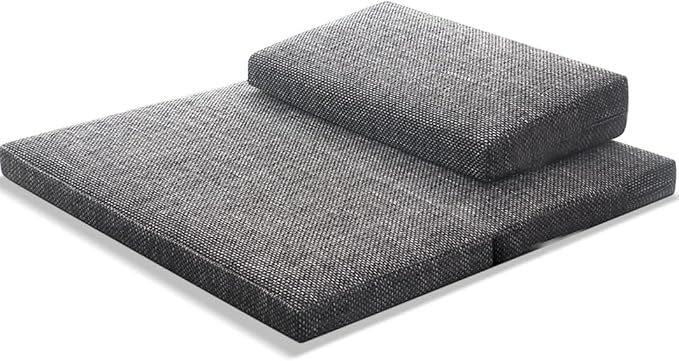 Portable Foldable Meditation Cushion Mat Set with Washable Cotton Linen Cover, Larger Yoga Mat Bolster Floor Pillows Seating for Adults Meditation Accessories grey-60CM