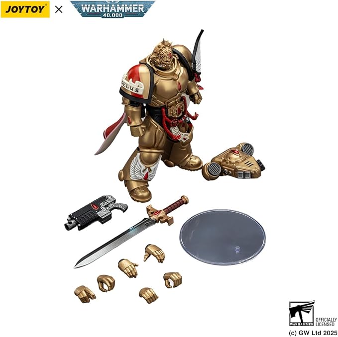 JOYTOY Warhammer 40K Blood Angels Captain with Heavy Bolt Pistol & Power Sword 1:18 Scale Action Figure Mecha Joy Toy Collection Model 4.92in