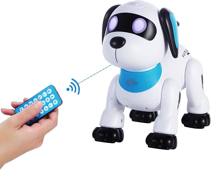 yiman Remote Control Robot Dog Toy – Programmable Smart Robot Dog for Kids 3+, Interactive Dancing & Sound, RC Stunt Robot Toys with LED Eyes, Electronic Pet Toy Dog for Boys & Girls Gifts (Blue)