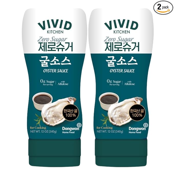 VIVID KITCHEN Oyster Sauce | Zero Sugar & Low-Calorie Sauces | No Preservatives | Versatile, Easy-to-Squeeze | for Cooking, Stir-Fries, Marinades, and Dipping Sauces | Sugar Free Oyster Sauce | Made with Korean Oyster (2 Pack) (Oyster Flavor)