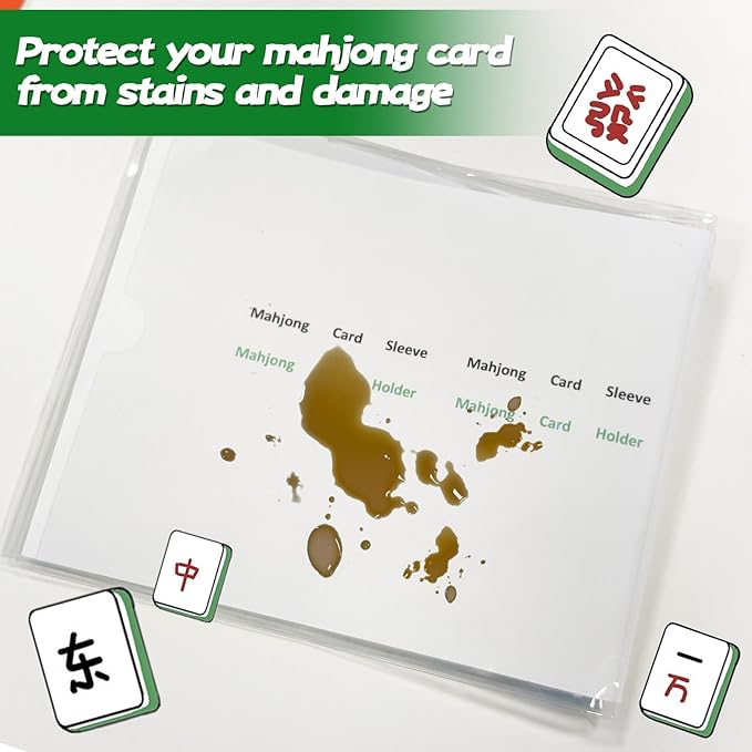 4 Pcs 2026 Mahjong Card Sleeve, Mahjong Card Covers, Compatible with Large Print Size(6 1/8”x4 3/4”), Clear Plastic Sleeves, Durable Tri Fold Mahjongg Cards Protector, Mahjongg Accessories 2026