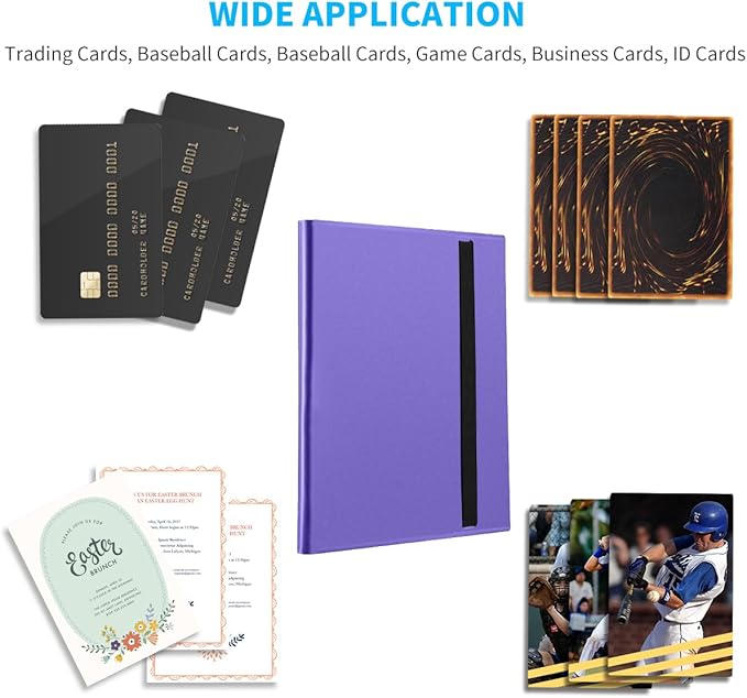 Card Binder, Upgraded 9 Pockets Trading Card Collection Binder for Cards, 360 Card Book Holder Album for Yugioh, MTG, TCG, Magic, Sports Cards - Purple