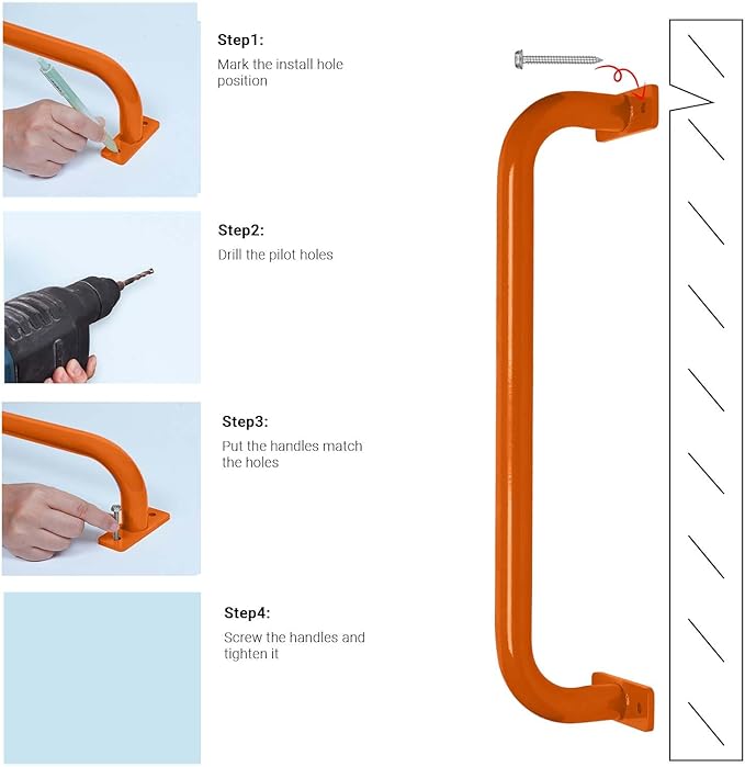 ESPETS 17 Inch 6 Pieces Orange Safety Handles for Playground Equipment - Swing Set Attachment Grab Handle, Playset Accessories Hand Grips, Indoor Monkey Bars for Kids