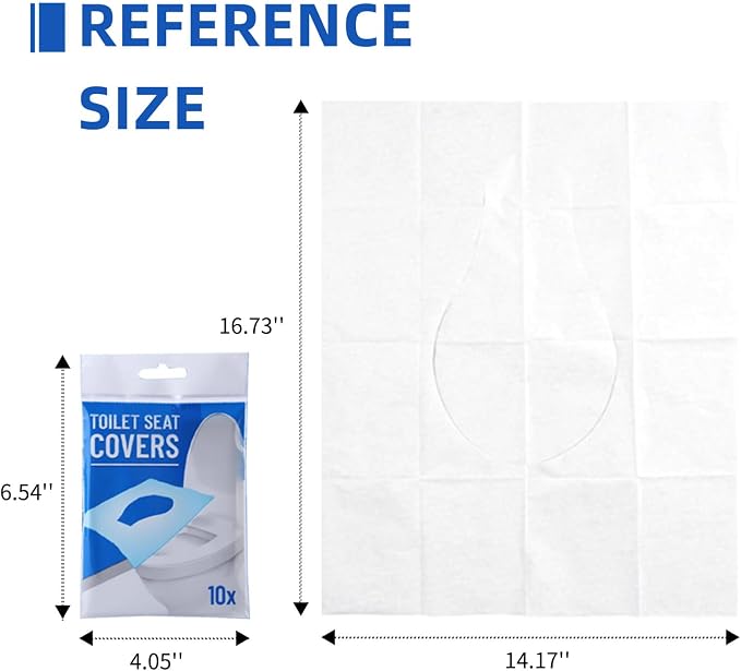 Flushable Toilet Seat Covers - 14x16.5" Individually Wrapped, 50 Count(5x10 Pack) | Disposable & Portable for Travel | For Airplane, Camping, Public Restrooms | Adult & Kids Potty Training