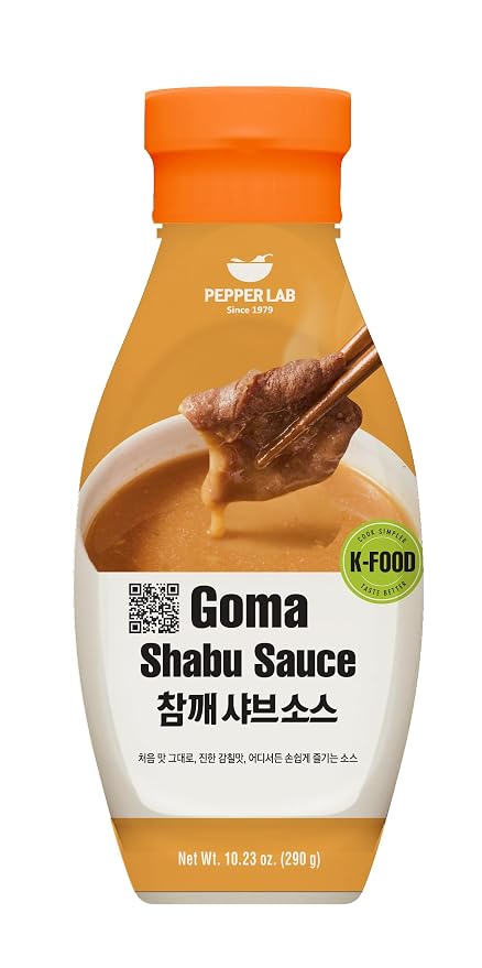 Pepper Lab Goma Shabu Sauce, Roasted Sesame Dipping Sauce for Hot Pot and Salad, Rich Creamy Nutty Korean Style (10.23 oz / 290 g)