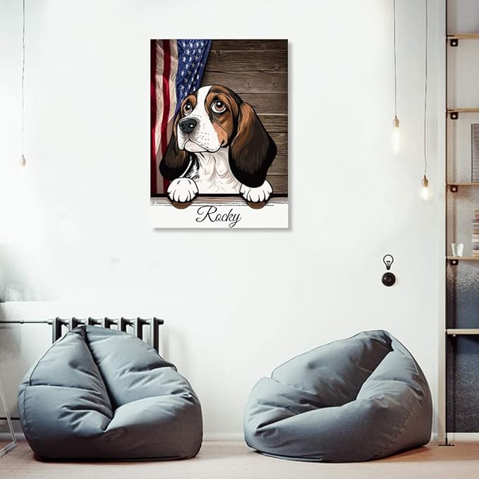 Custom Wooden Jigsaw Puzzles with Your Dog's Name on Beagle Art Print - 300 500 1000PCS Puzzles Game and Home Wall Decor
