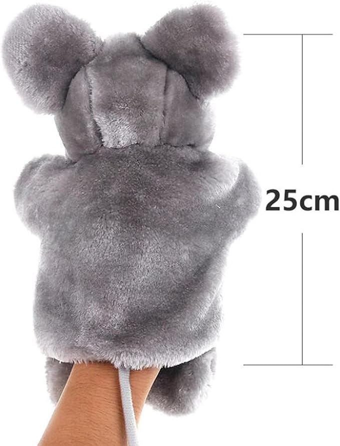 Mouse Hand Puppets Plush Animal Toys for Kids Imaginative Pretend Play Storytelling Gray