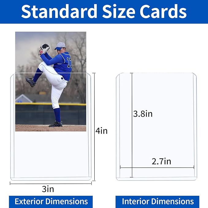 3" x 4" Card Sleeves, Top Loaders for Cards, 42 Count Baseball Card Protectors Hard Plastic, Sports Card Sleeves, Clear Card Holder for Collectible Trading Cards Sports Cards