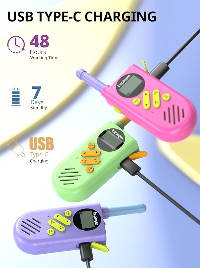 Walkie Talkies for Kids Rechargeable,Toys for Boys and Girls Ages 3-12, 3 Pack Long Range 2-Way Radios, Birthday Gifts,Christmas Stockings, Outdoor Play, Family Games, Hiking Camping Gear