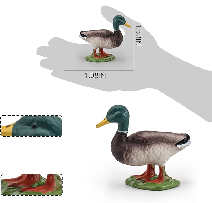 LC JoyCre Mallard Duck Figurines Plastic Duck Toy for Kids Farm Animal Figurines Toy for Toddlers Teaching Tools Educational Gift 3 4 5 6