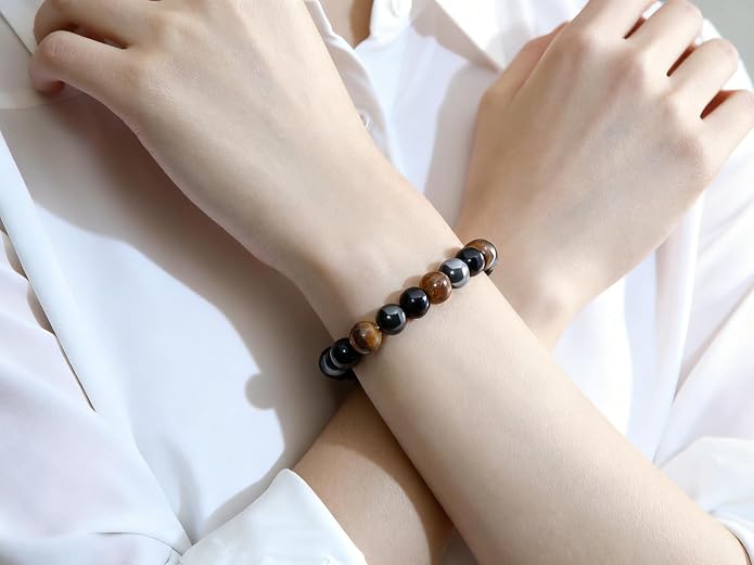 MAIBAOTA Healing Crystal Bracelet for Women Empath Protection & Safe Travel & Anxiety Relief Bracelet - New Beginnings Lucky Charms for Travel/New Job/Next Chapter