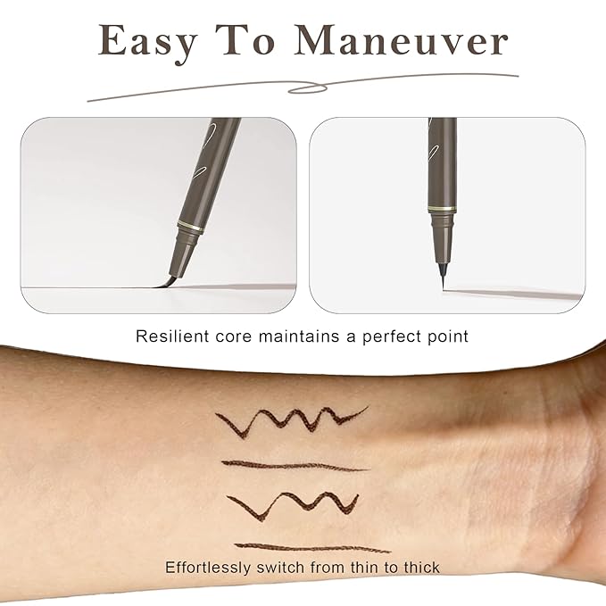 Ultra Fine Liquid Eyeliner Pencils- Slim Felt Tip for Precise Eye Lines, Waterproof, Smudge Proof & Quick-Drying, Winged Liner and Inner Corner. Long Lasting All Day Makeup, Smooth & Lightweight.