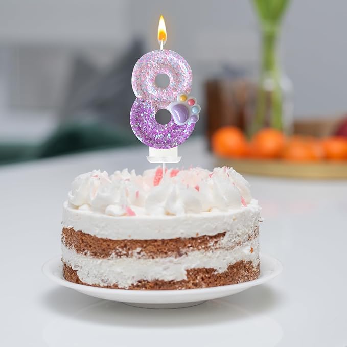 Pink Cat and Dog Paw Birthday Number Candles, Cupcake Decorations, Dog Theme Candles, Suitable for Party Celebrations, Birthday Decoration Supplies (Number 8)